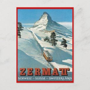 wintersport, Ski Zermatt, Zwitserland Briefkaart