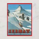 wintersport, Ski Zermatt, Zwitserland Briefkaart (Voorkant)