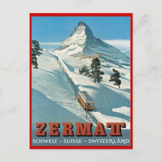 wintersport, Ski Zermatt, Zwitserland Briefkaart (Voorkant)