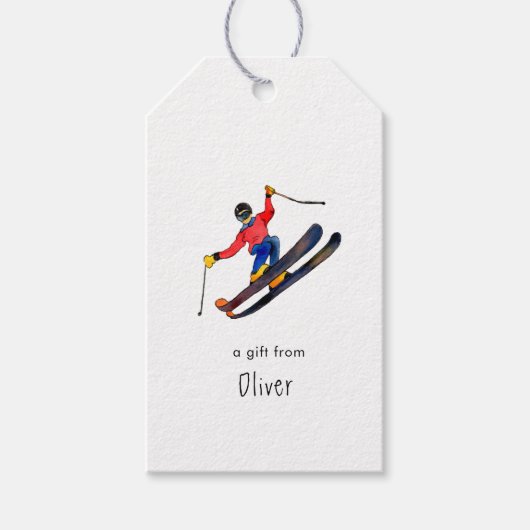 Wintersport skiën cadeaulabel (Voorkant)