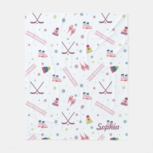 Wintersport Skiën Hockey Custom Holiday Fleece Deken (Voorkant)