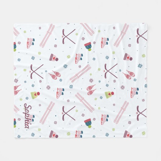 Wintersport Skiën Hockey Custom Holiday Fleece Deken (Voorkant (Horizontaal))