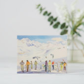  wintersport, skiërs op de zuiger briefkaart (Staand voorkant)
