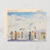  wintersport, skiërs op de zuiger briefkaart (Voorkant / Achterkant)