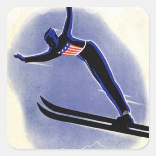 wintersport - Skijumper Vierkante Sticker (Voorkant)