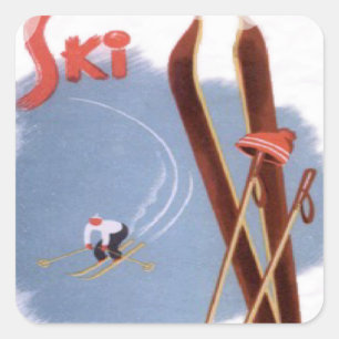 wintersport - Skikit Vierkante Sticker
