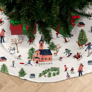 Wintersport skilandschap all-over print kerstboom rok