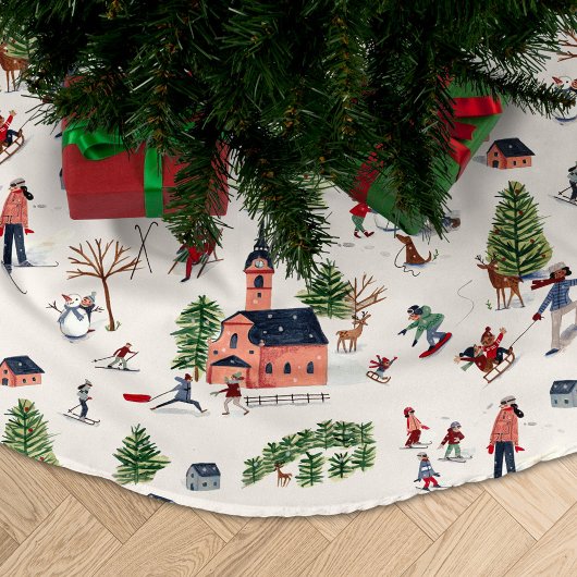 Wintersport skilandschap all-over print kerstboom rok