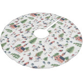 Wintersport skilandschap all-over print kerstboom rok (Gekanteld)