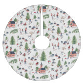 Wintersport skilandschap all-over print kerstboom rok (Voorkant)