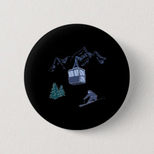 Wintersport Skisport Sneeuwlandschap Vintage Skioo Ronde Button 5,7 Cm
