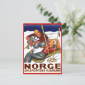  wintersport, Skisports Ski Noorwegen Briefkaart (Staand voorkant)