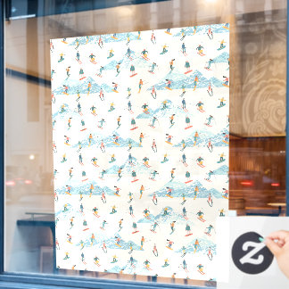 Wintersport Sneeuw Bergen Patroon Skishop Groot Raamsticker
