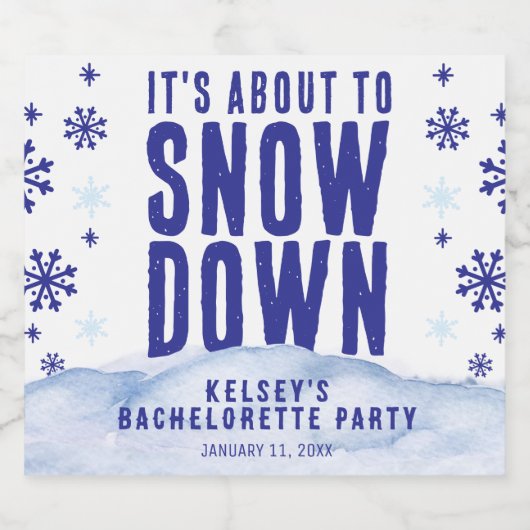 Wintersport Sneeuw Sneeuwvlok Bachelorette-feestje Sparkling Wijnetiket (Enkel label)