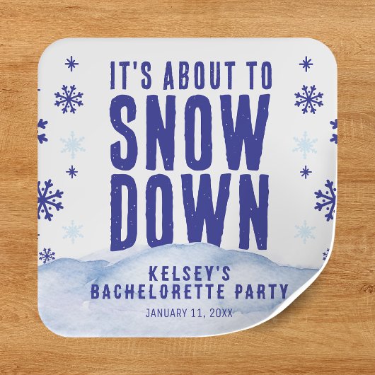 Wintersport Sneeuw Sneeuwvlok Bachelorette Party Vierkante Sticker