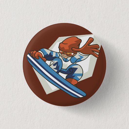 Wintersport Snowboarder Flair Button (Voorkant)