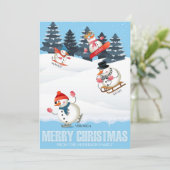 Wintersport Snowmen Illustratie Kerstmis (Staand voorkant)