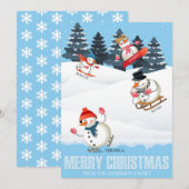 Wintersport Snowmen Illustratie Kerstmis (Voorkant / Achterkant)