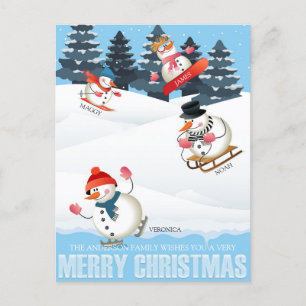 Wintersport Snowmen Illustratie Kerstmis Feestdagenkaart