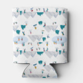 Wintersport Vakantie Fun Pattern Blikjeskoeler (Achterkant)