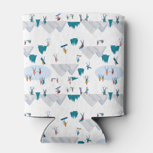 Wintersport Vakantie Fun Pattern Blikjeskoeler (Achterkant)