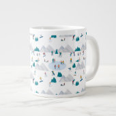 Wintersport Vakantie Fun Pattern Grote Koffiekop (Voorkant rechts)