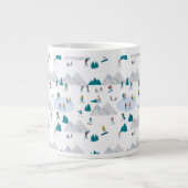 Wintersport Vakantie Fun Pattern Grote Koffiekop (Voorkant)