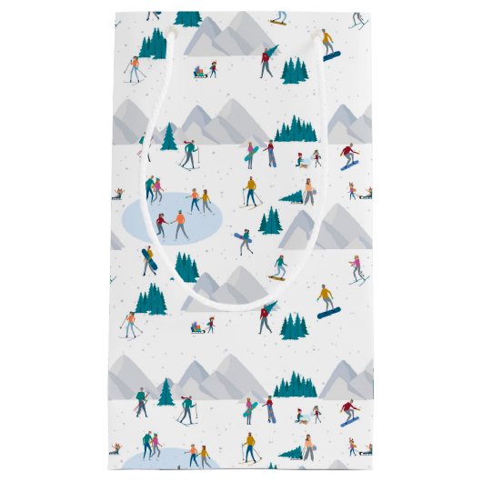 Wintersport Vakantie Fun Pattern Klein Cadeauzakje (Voorkant)
