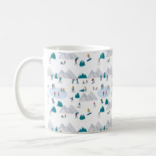 Wintersport Vakantie Fun Pattern Koffiemok (Links)