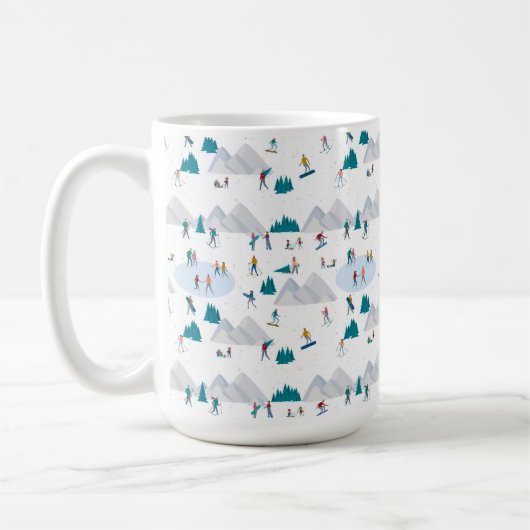 Wintersport Vakantie Fun Pattern Koffiemok (Links)