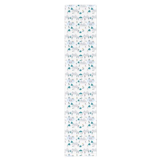 Wintersport Vakantie Fun Pattern Korte Tafelloper (Voorkant)