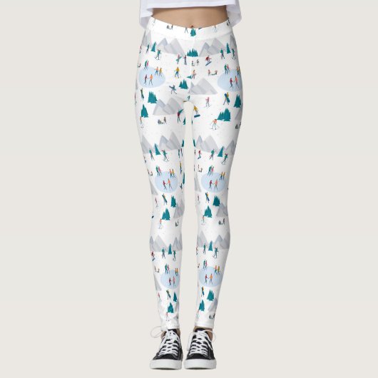 Wintersport Vakantie Fun Pattern Leggings (Voorkant)