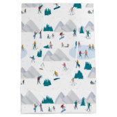 Wintersport Vakantie Fun Pattern Medium Cadeauzakje (Achterkant)