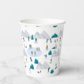 Wintersport Vakantie Fun Pattern Papieren Bekers (Achterkant)