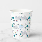 Wintersport Vakantie Fun Pattern Papieren Bekers (Rechts)