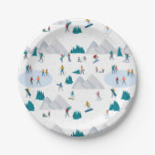 Wintersport Vakantie Fun Pattern Papieren Bordje (Voorkant)