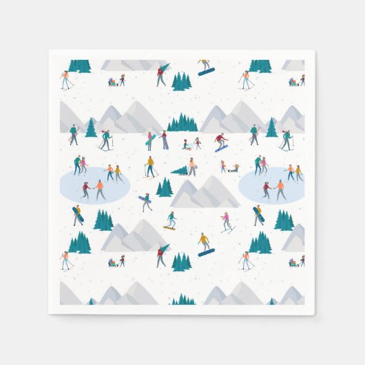 Wintersport Vakantie Fun Pattern Servet (Voorkant)