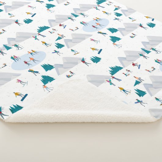 Wintersport Vakantie Fun Pattern Sherpa Deken (3/4)