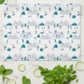 Wintersport Vakantie Fun Pattern Theedoek (Gevouwen)