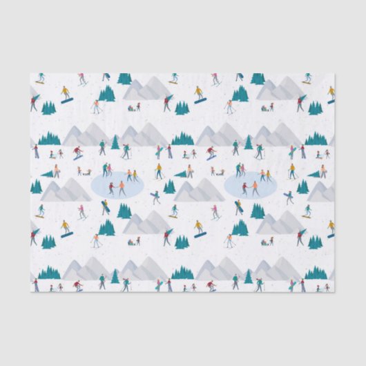 Wintersport Vakantie Fun Pattern Tissuepapier (Voorkant)