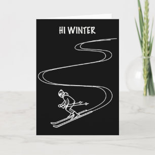 Wintersport Vakantie Ski Lijn Kunst Kerstmis X-mas Kaart