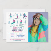 Wintersport Verjaardag Meisjes Ski Snowboard Foto Kaart (Voorkant)