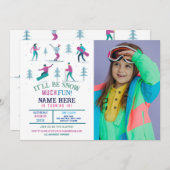 Wintersport Verjaardag Meisjes Ski Snowboard Foto Kaart (Voorkant / Achterkant)