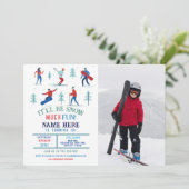 Wintersport Verjaardagsfeestje Ski Snowboard Foto Kaart (Staand voorkant)