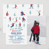 Wintersport Verjaardagsfeestje Ski Snowboard Foto Kaart (Voorkant / Achterkant)