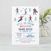 Wintersport Verjaardagsfeestje Ski Snowboard Kaart (Staand voorkant)