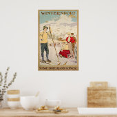 Wintersport Zwitserland Vintage Skiposter Poster (Keuken)