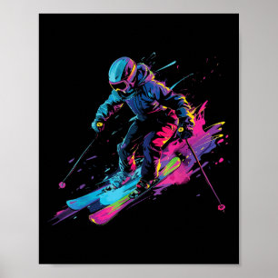 Wintersporten Alpiene verfspatskiër Sneeuw Ski Gi Poster