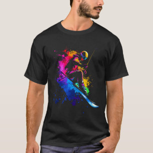 Wintersporten Alpine Verf Spat Skiër Sneeuw Ski Me T-shirt