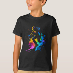 Wintersporten Alpine Verf Spat Skiër Sneeuw Ski Me T-shirt